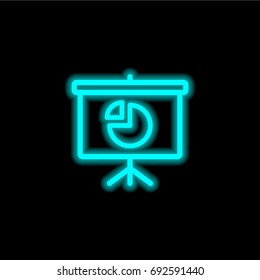 Presentation blue glowing neon ui ux icon. Glowing sign logo vector
