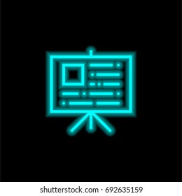 Presentation blue glowing neon ui ux icon. Glowing sign logo vector