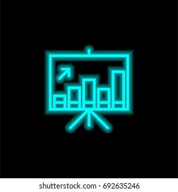 Presentation blue glowing neon ui ux icon. Glowing sign logo vector