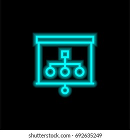 Presentation blue glowing neon ui ux icon. Glowing sign logo vector