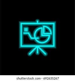Presentation blue glowing neon ui ux icon. Glowing sign logo vector