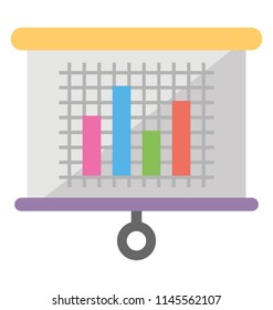 Presentation board with bar graphic is here to show marketing planning icon