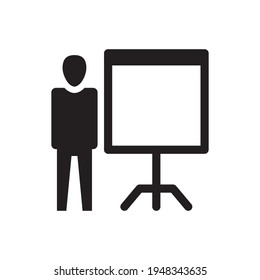 Presentation board and business man icon