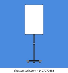 Presentation board business vector office education icon. Meeting conference display frame screen seminar. Black stand slide