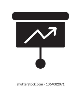Presentation board with chart icon in trendy flat style design. Vector graphic illustration. Board icon for website design, logo, and ui. Vector file. EPS 10.