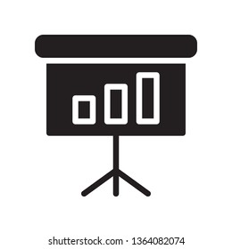 Presentation board with chart icon in trendy flat style design. Vector graphic illustration. Board icon for website design, logo, and ui. Vector file. EPS 10.