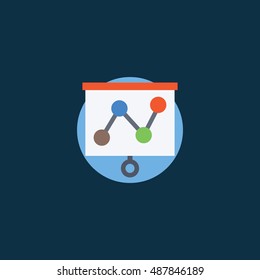 Presentation board and chart icon - vector colorful flat growing graph symbol or sign