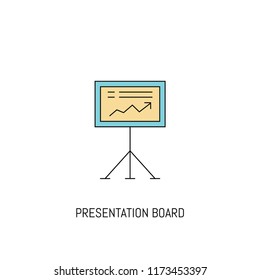 Presentation Board colorful line icon. Simple Icon illustration. Presentation Board Line Icon Useful For Web, Mobile, Software & Apps. Eps-10.