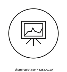 Presentation board with diagram. Icon for web and mobile application. Vector illustration on a white background. Line design style.