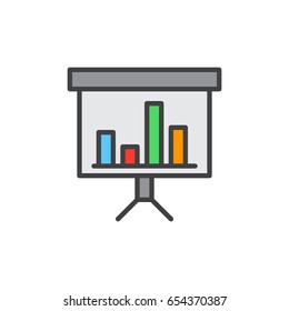 Presentation board filled outline icon, vector sign, colorful illustration 