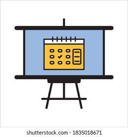 Presentation Board Flat Icon Color Design Vector Template Illustration