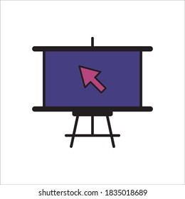 Presentation Board Flat Icon Color Design Vector Template Illustration
