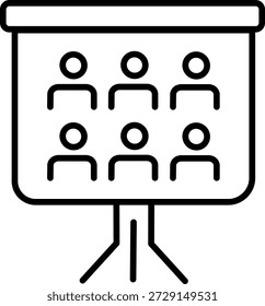 Presentation board with group of people icon