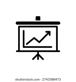 Presentation Board with Growth Line Graph Icon