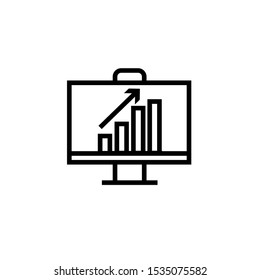presentation board icon in black circle vector illustration