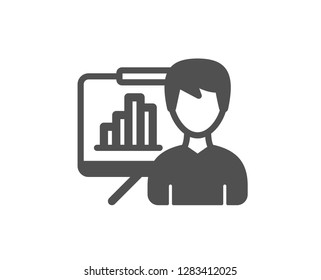 Presentation board icon. Column graph sign. Growth diagram symbol. Quality design element. Classic style icon. Vector
