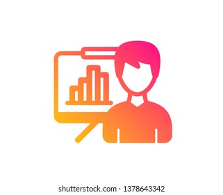 Presentation board icon. Column graph sign. Growth diagram symbol. Classic flat style. Gradient presentation board icon. Vector
