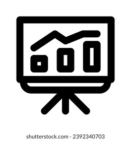 Presentation Board Icon. Editable Bold Outline Design. Vector Illustration.