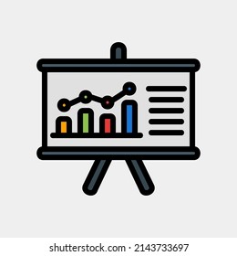 Presentation board icon in filled line style, use for website mobile app presentation