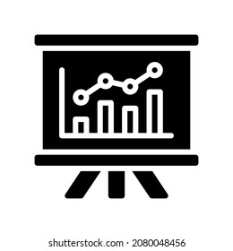 Icono de tablero de presentación, Ilustración vectorial de icono de estilo glifo, Adecuado para sitio web, aplicación móvil, impresión, presentación, infografía y cualquier otro proyecto.
