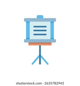 Icono del tablero de presentación con las líneas Horizontales y el soporte del trípode