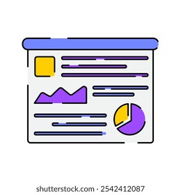 Presentation board Icon Illustration with bright colour palette in flat design style for Business and Office theme design.