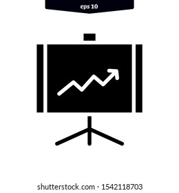 Presentation board icon. infographic chart inside. vector illustration. eps10