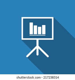 presentation board Icon with long shadow