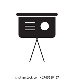 presentation board icon over white background, silhouette style, vector illustration