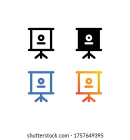 Presentation board icon. simple outline board vector icon, isolated on white background.