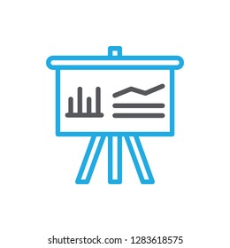 Presentation Board Icon Vector Illustration in Line Style for Any Purpose
