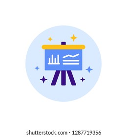 Presentation Board Icon Vector Illustration in Flat Style for Any Purpose