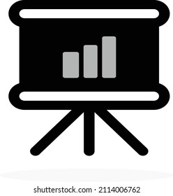 Presentation board icon vector illustration logo template for many purpose. Isolated on white background. Business, graph, report icon symbol in solid black flat shape glyph icon.