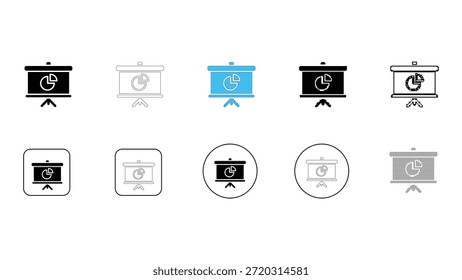 Präsentationspanelsymbole mit Tortendiagramm für die Geschäftsanalyse