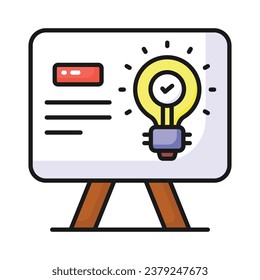 Presentation board with light bulb showing creative presentation vector design concept icon