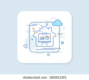 Presentation board line icon. Abstract vector button. Report chart or Sales growth sign. Analysis and Statistics data symbol. Presentation line icon. Home concept badge. Vector