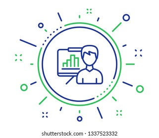 Presentation board line icon. Column graph sign. Growth diagram symbol. Quality design elements. Technology presentation board button. Editable stroke. Vector