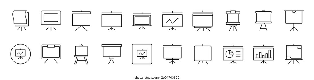 Presentation Board Outline Image Collection. Editable Stroke. Perfect for Infographics, Articles, Books, Flyers, Banners