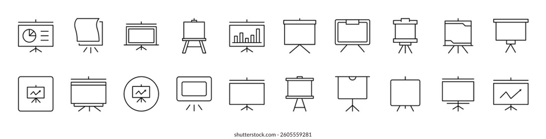 Presentation Board Outline Picture Collection. Editable Stroke. Perfect for Infographics, Articles, Books, Flyers, Banners