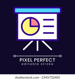 Presentation board pixel perfect RGB color icon for dark theme. Visual information for business and education. Simple filled line drawing on night mode background. Editable stroke. Poppins font used