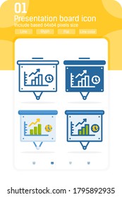 Presentation board premium icon with multiple trendy style isolated on white background. Vector icon design template for graphic, web design, apps, logo, business and all project. Include 64x64 pixel