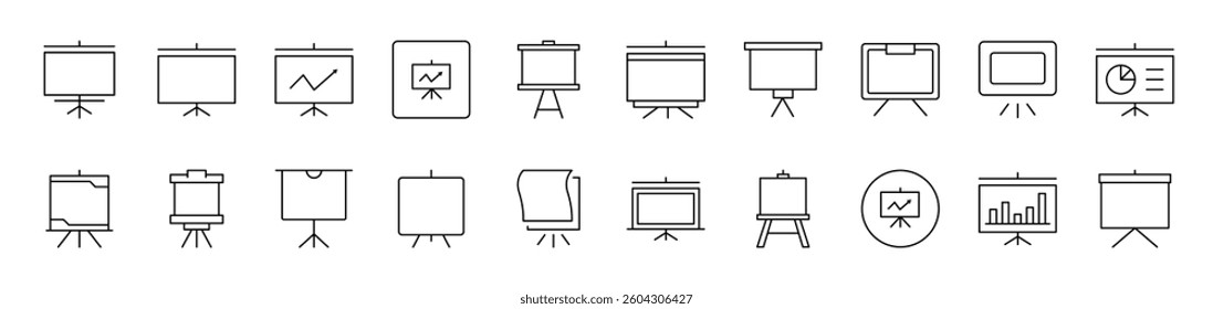 Presentation Board Related Image Collection. Editable Stroke. Perfect for Infographics, Articles, Books, Flyers, Banners