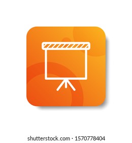 presentation board round icon in outline / line and stripes style with colorful smooth gradient background, suitable for mobile and web UI, app button,  infographic, etc