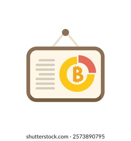 Presentation board showing a bitcoin cryptocurrency market analysis as a pie chart