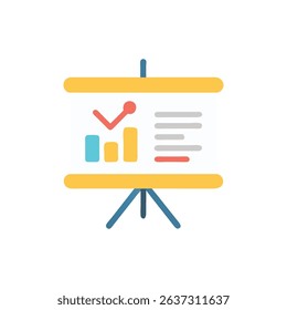 Presentation board showing financial data and company performance metrics