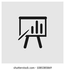 Presentation board sign icon in trendy flat style isolated on grey background, modern symbol vector illustration for web