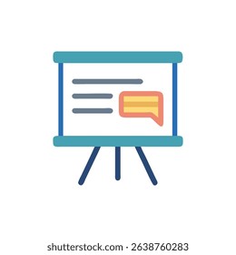 Presentation board with speech bubble icon for business concepts