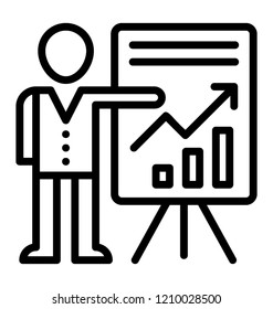 A presentation board with statistics making the icon for statistical inference