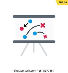 presentation board with strategy icon in flat style