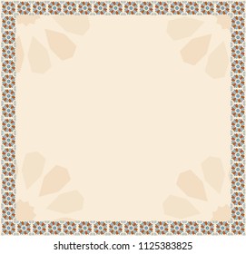 Presentation board of traditional pattern with orange and blue colored texture